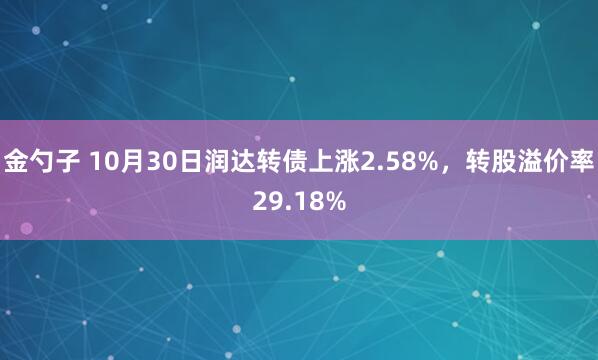 金勺子 10月30日润达转债上涨2.58%，转股溢价率29.18%